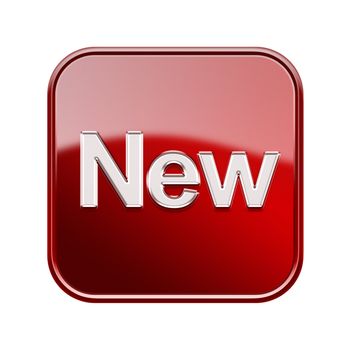 New icon glossy red, isolated on white background
