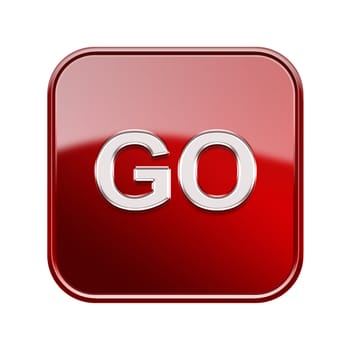Go icon glossy red, isolated on white background