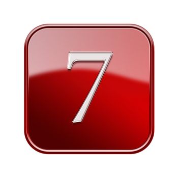 Number seven red glossy, isolated on white background