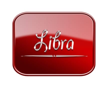 Libra zodiac icon red glossy, isolated on white background