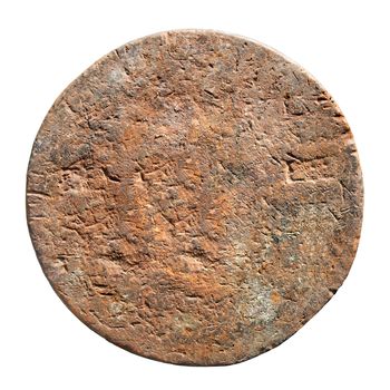 Old round metal, isolated on white background