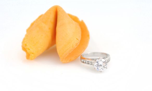 fortune cookie proposal with big diamond ring 