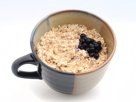 Blueberries and oatmeal for a snack or breakfast
