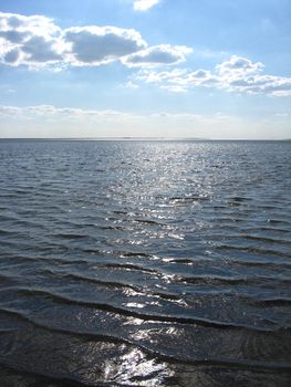 panorama of the everning sea with clouds