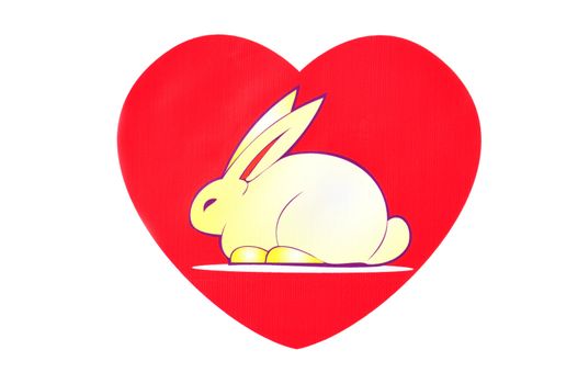 Bunny of love. Rabbit in a red heart.