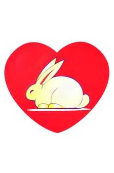 Bunny of love. Rabbit in a red heart.