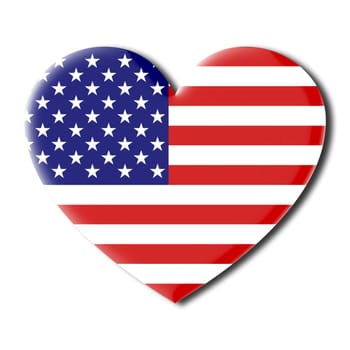 American flag heart shaped 3d image