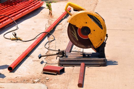 An abrasive saw, also known as a cut-off saw or metal chop saw, is a power tool which is typically used to cut hard materials, such as metals. 