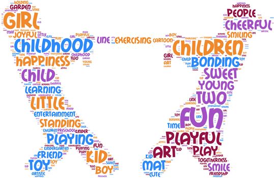 tug of war pictogram - playing children tag cloud