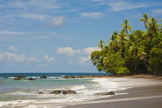 Deserted beautiful beach at Drake Bay in Costa Rica.