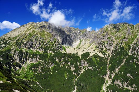 Mountains covered with clouds.