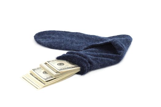 Money hidden in the blue sock