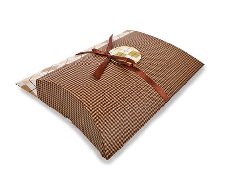 oval gift box with bronze ribbon