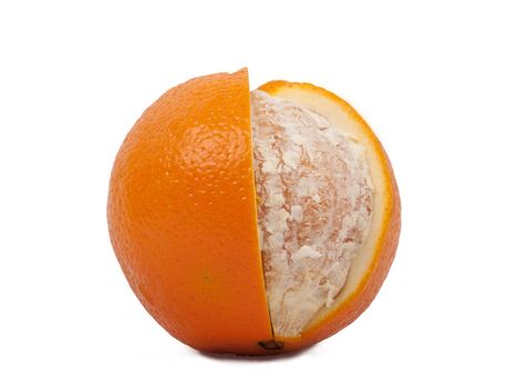 orange without part of peel,  isolated on white background