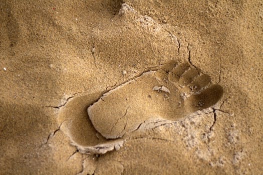 Footprint on the sand with shadows