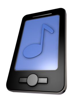 smartphone with music note on display - 3d illustration