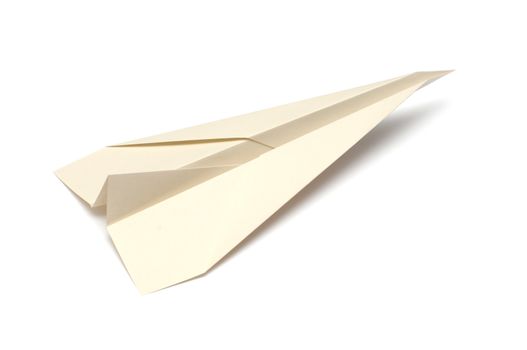 Paper airplane on white background