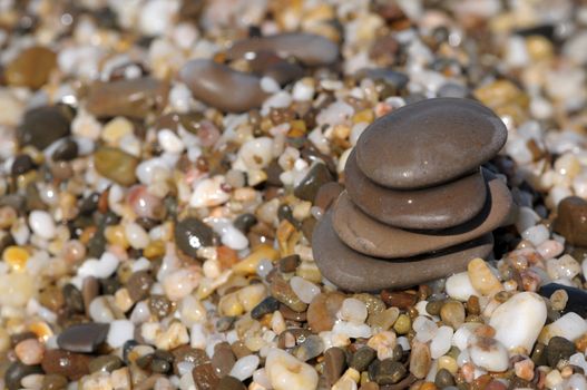 Stone stacks on a pebble beach