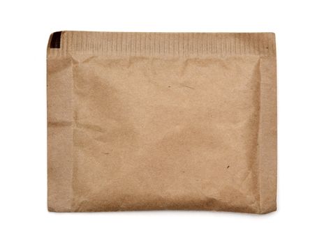 Brown paper bag on white background