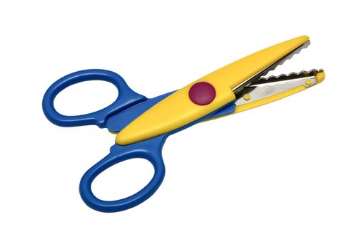 Colorful zigzag scissors isolated on pure white