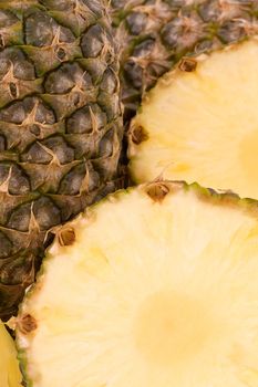 Fresh pineapple slices, exotic fruits