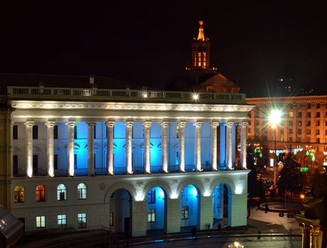 Historical Building at night. Kiev Conservatory, Ukraine