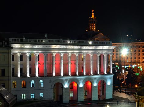 Historical Building at night. Kiev Conservatory, Ukraine