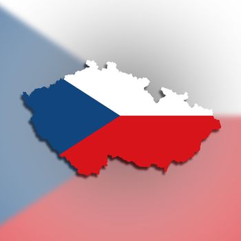 Map of The Czech Republic filled with flag, isolated
