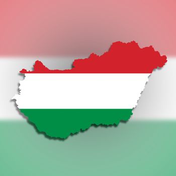 Map of Hungary filled with flag, isolated