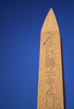 Top of the ancient stone obelisk in Egypt
