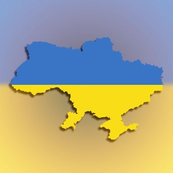 Map of the Ukraine filled with flag, isolated