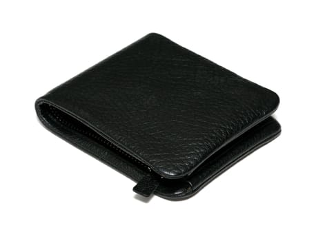 Black leather wallet isolated on a white background