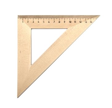 wooden triangle is isolated on a white background