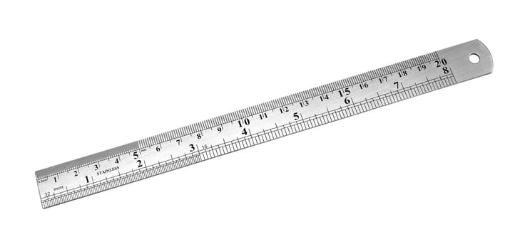 Metal ruler isolated on white background