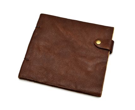 handmade leather brown notebook isolated on white