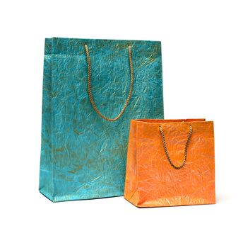 Two paper shopping bags on white background