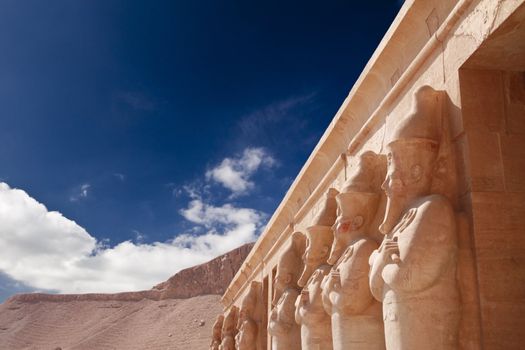 Ancient statues in Hatshepsut's temple in Egypt