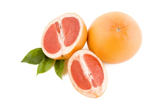 Fresh red grapefruits isolated on white background