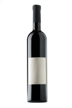 Unlabelled black wine bottle isolated on white