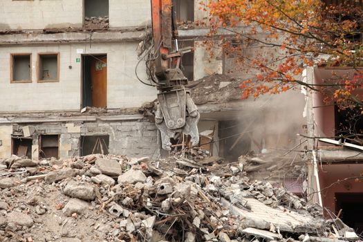 demolition of old buildings for new construction
