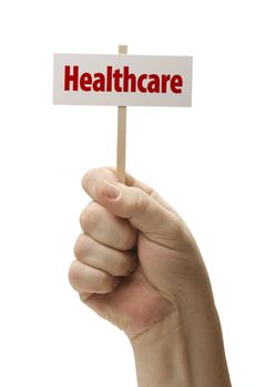 Healthcare Sign In Male Fist Isolated On A White Background.