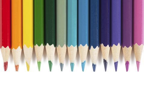 Colorful pencils isolated over white background