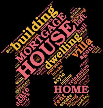 Home word cloud illustration on black background