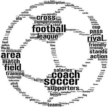 word cloud illustration for football concept