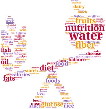 pictogram concept of balanced diet with two foods on a scale