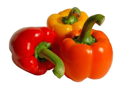 Three paprikas - orange, red and yellow