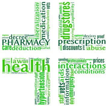 pharmacy green cross symbol tag cloud