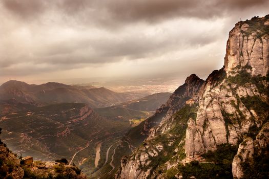 Santa Cora, Chapel of Cave Black Madonna Found Monestir Monastery of Montserrat, Mountain, Valley Barcelona, Catalonia, Spain.  Founded in the 9th Century, destroyed in 1811 when French invaded Spain. Rebuilt in 1844 and now a Benedictine Monastery.  Placa de Santa Maria