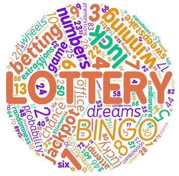 Lottery concept round tag cloud