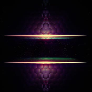 abstract violet background with hexagons, lights and star dust, text space